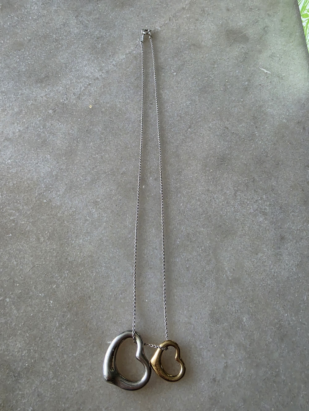 Tiffany Elsa Peretti Open Heart Necklace In Silver And 18K Gold